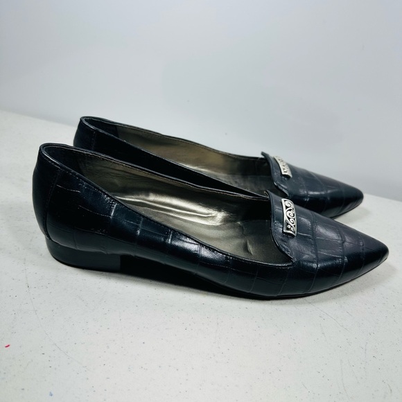Brighton Sabina black croc textured leather loafers. Size 8 - Picture 2 of 7
